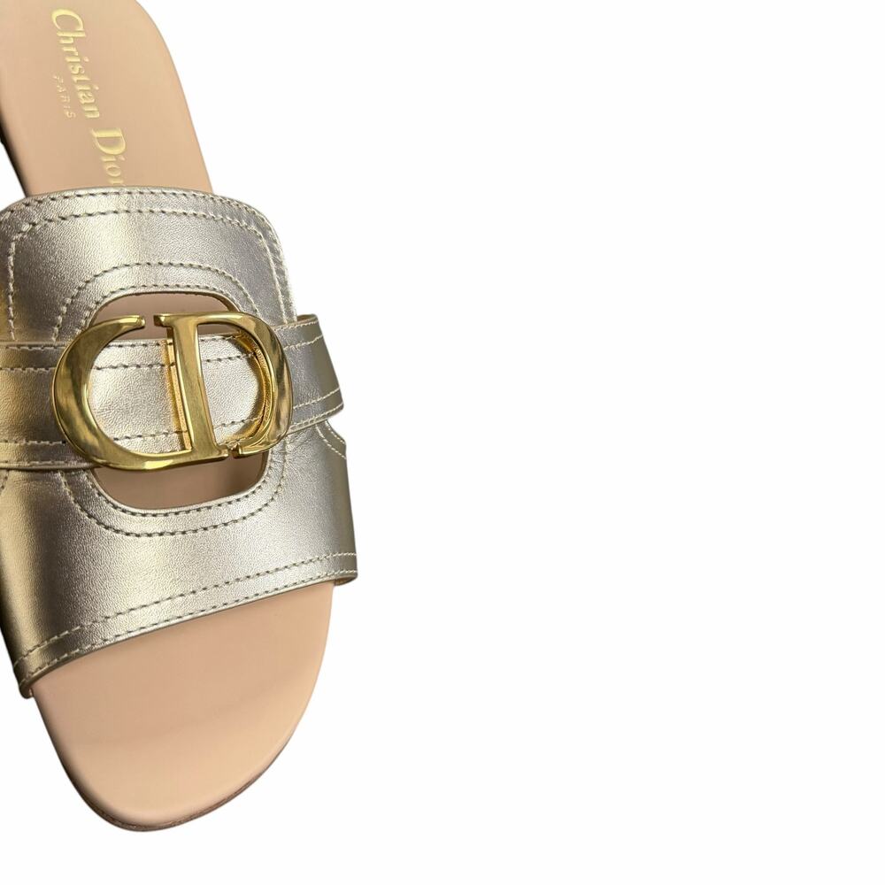NEW Christian Dior 30 Montaigne Slide Sandal Platinum Gold Womens 38.5 / US 8.5 - Picture 7 of 13